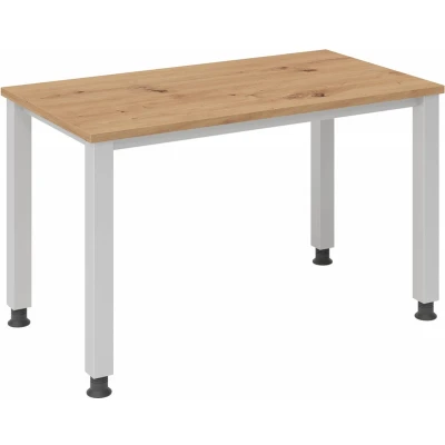 Afbeelding van QUEO 612 S Bureau Tafelhoogte I In hoogte verstelbaar 120 x 67 Essen Eik/Zilver