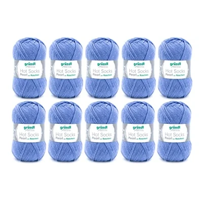 Afbeelding van Gründl Hot Socks Pearl Uni Breiwol (knuffelzachte sokkenwol van 75% merinowol, 20% polyamide, 5% kasjmier, 50 g / 200 m, naalddikte: 2,5 3, 10 x g), blauw, 40 37 11 cm