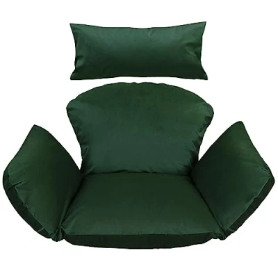 Afbeelding van Hangstoelkussen van Velour, Opknoping Ei Hangstoel kussen, kussen voor polyrotan hangschommel, schommelmand rugkussen teraas en tuin, Stoel Pad hangschommel Green groente [114]
