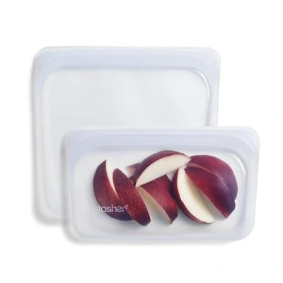 Afbeelding van Stasher Premium siliconen herbruikbare voedselopbergzakken, 2 pack, transparant Multi use lunchtas, reiscontainers BPA vrij, lekvrij, vaatwasmachinebestendig,