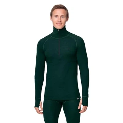 Afbeelding van DANISH ENDURANCE Thermoshirt met Rits voor Heren van Merinowol Donkergroen XL