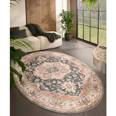 Afbeelding van Buitenkleed Ovaal Vintage Valenca Fino Groen/rood 230x330 Cm