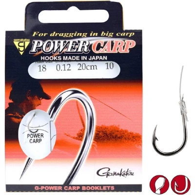Afbeelding van Gamakatsu Onderlijnen Power Carp Barbed 20cm (10 pcs) Maat : haak 10 0.20mm