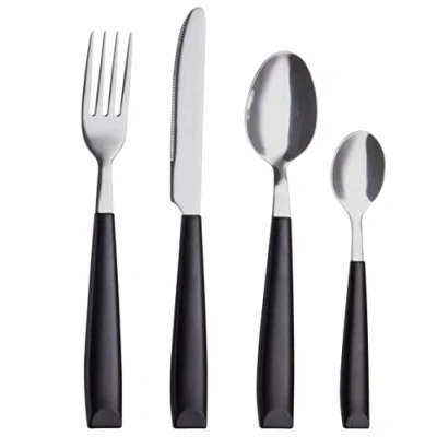 Afbeelding van EXZACT Bestekset Gekleurd 16PCS Roestvrij staal met kunststof brede handvatten comfortabel vast te houden 4 x vorken, dinermessen, eetlepels, theelepels service voor