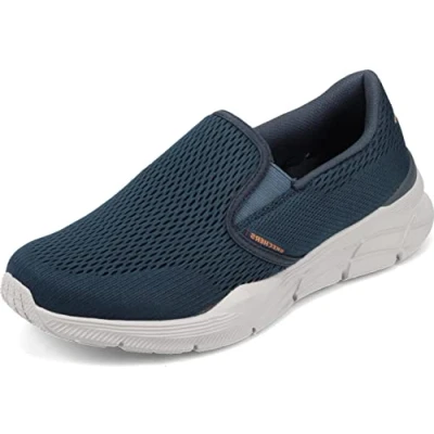 Afbeelding van Skechers Equalizer 4.0 Triple Play Sneakers voor heren, Navy Engineered Mesh Oranje Trim, 46 EU