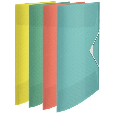 Afbeelding van Esselte Kunststof 3 Klepsmap, Capaciteit van 150 Vel Papier, A4, Organiser Voor Documenten, Thuis en op Kantoor, Reliëfpatroon, Colour&#039;Breeze Assortiment, Diverse Kleuren, 626224