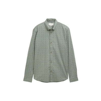 Afbeelding van TOM Tailor Denim Overhemd, Heren, Maat: Small, Green white mini paisley print