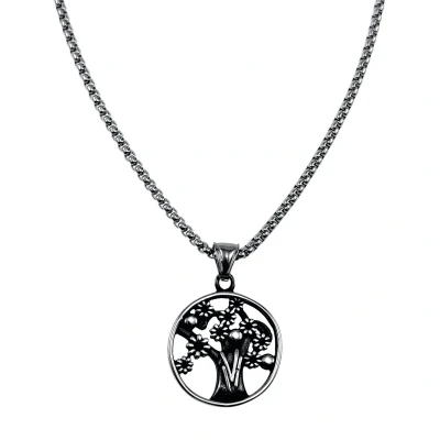 Afbeelding van 60cm x 3mm Jasseron Ketting + Levensboom Hanger Dames Zilverkleurig RVS met Levensboomhanger Tree of Life