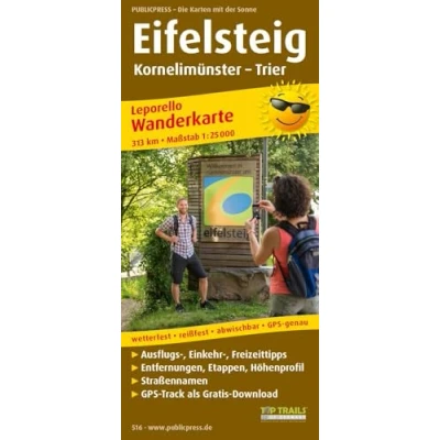 Afbeelding van Wanderkarte Eifelsteig, Kornelimünster Trier 1 : 25 000: Mit Ausflugszielen, Einkehr &amp; Freizeittipps