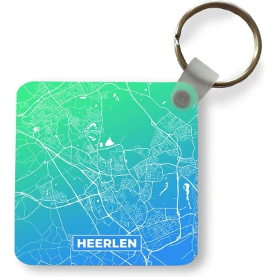 Afbeelding van Sleutelhanger Uitdeelcadeautjes Stadskaart Heerlen Nederland Blauw Plastic
