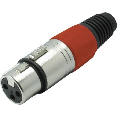 Afbeelding van XLR 3 pins (v) connector met plastic trekontlasting grijs/rood