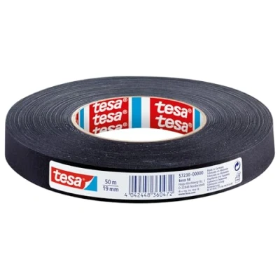 Afbeelding van tesa Extra Power Perfect weefseltape, versterkt ductape voor knutselen, repareren, bevestigen, versterken en beschrijven, zwart, 50 m x 19 mm