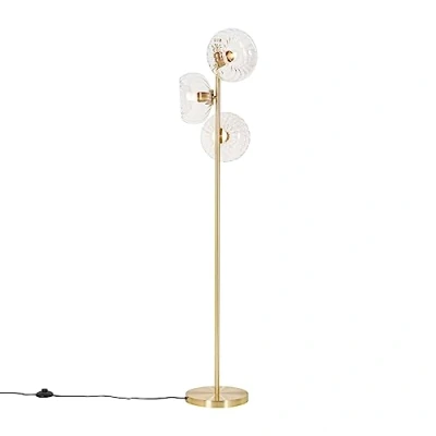 Afbeelding van QAZQA Art Deco vloerlamp goud met glas 3 lichts Ayesha