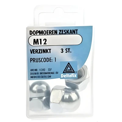 Afbeelding van Deltafix dopmoer zeskant verzinkt m12 din 1587 3 st.
