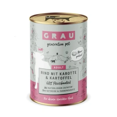 Afbeelding van GRAU het origineel Natvoer voor honden Rundvlees met wortel &amp; aardappel, 6 verpakking (6 x 400 g), monoproteïne, graanvrij, gevoelige volwassen