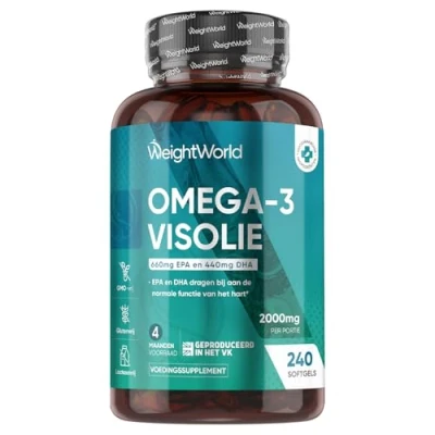 Afbeelding van WeightWorld Omega 3 Visolie 2000 mg 240 softgels voor 4 maanden 660 EPA en 440 DHA
