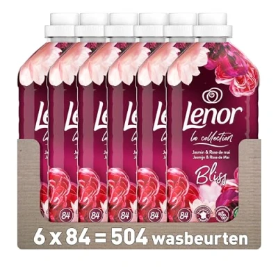 Afbeelding van Lenor Wasverzachter 504 Wasbeurten, Jasmijn en Rose de Mai, Biedt Langdurige Frisheid, Voor 1 Week Lang Een Fris Bed