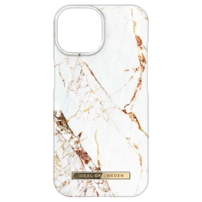 Afbeelding van Apple iPhone 15 Hoesje Kunststof iDeal of Sweden Hardcase/Backcover Carrara Gold Telefoonhoesje