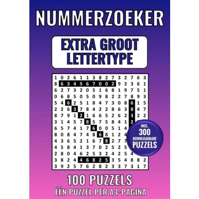 Afbeelding van Nummerzoeker Extra Groot Lettertype 100 Puzzels Eén Puzzel per A4 Pagina