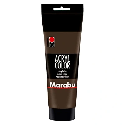Afbeelding van Marabu 12010025045 acrylverf donkerbruin 225 ml, crèmige op waterbasis, sneldrogend, lichtecht, waterbestendig, om aan te brengen met kwast en spons canvas, papier hout