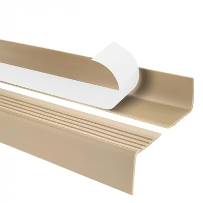 Afbeelding van Quest Traprandprofiel zelfklevend PVC kunststof trap randbescherming 50x42mm, beige, 90cm