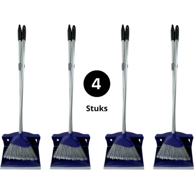 Afbeelding van Synx Tools Hotel Stoffer en Blik set van 4 &amp; met lange stelen 95 cm Blauw