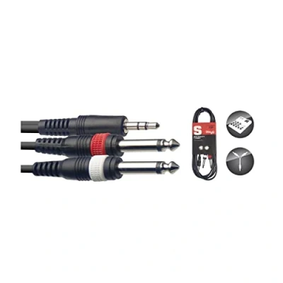 Afbeelding van Stagg SYC3/MPS2P E 3.5 mm TRS jack 2x 6.3 TS kabel 3m