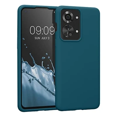 Afbeelding van kwmobile telefoonhoesje geschikt voor OnePlus Nord 2T 5G Hoesje met siliconen coating Smartphone case in mat petrol