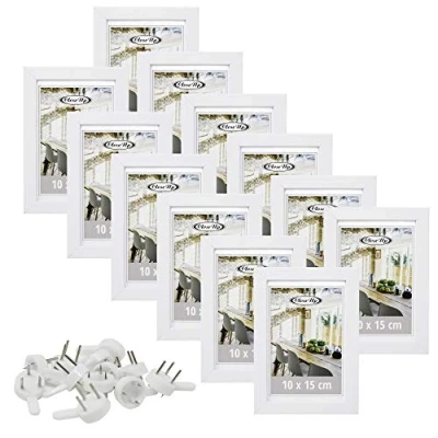 Afbeelding van Close Up Fotolijsten set 12 stuks 10x15 cm wit premium MDF frame, onbreekbaar plexiglas schijf, collage