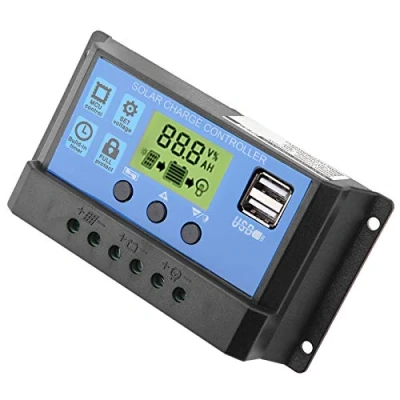 Afbeelding van PWM Solar Charge Controller 12V 24V Dual USB LCD Display Verstelbaar Intelligent Safe Full Protect 10A 20A 30A voor thuis, industrie, commercieel (YJSS 30A)