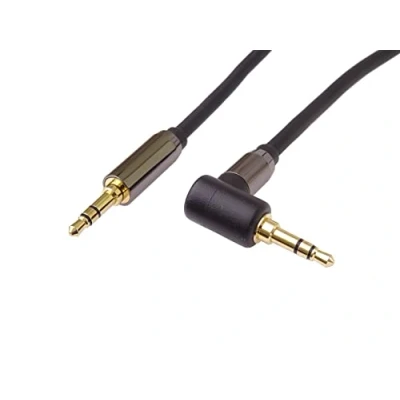Afbeelding van PremiumCord Stereo HQ jackkabel 3,5 mm, jack plug stereoJack stekker op 90, Aux headset audio verbindingskabel, afgeschermd, metalen connector, M/M, lengte 5 m