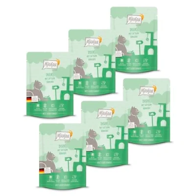 Afbeelding van MjAMjAM Premium natvoer voor katten Quetschie Insect met sappige kip, pak van 6 (6 x 300 g), graanvrij extra vlees