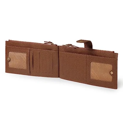 Afbeelding van Otto Angelino Echt Leder 2 Compartiment Bifold Wallet With Phone Compatible Slots RFID Blocking (Lichtbruin)