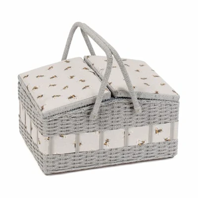 Afbeelding van Hobby Gift Twin Deksel Mand Stijl Faux Rieten Naaien Opbergdoos, Bee