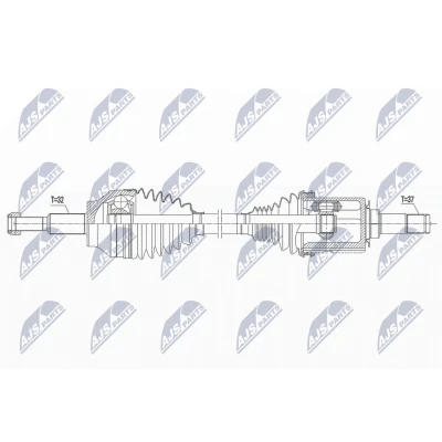 Afbeelding van NTY NPW CH 032 Aandrijfas Vooras, Vooras links Tripode askoppeling, Constante snelheid askoppeling JEEP: GRAND CHEROKEE 4