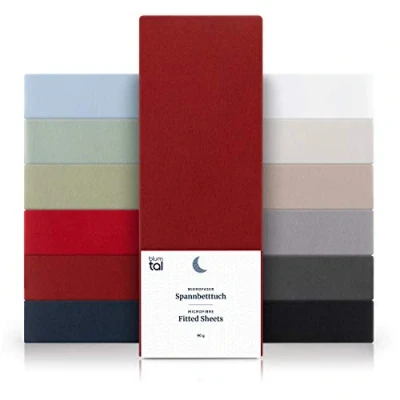 Afbeelding van Blumtal Hoeslaken Microvezel 120 x 200 cm Oeko Tex gecertificeerd tot 25 Matrashoogte Aurora Red Rood