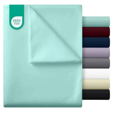 Afbeelding van Utopia Bedding Vlakke Laken, Eenvoudig onderhoud Zachte geborstelde Microvezel Stof, Krimp en Vervaagt Bestand (270 x 290 cm, Spa Blauw)