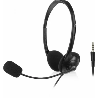 Afbeelding van ACT AC9330 On Ear Headset Flexibele Microfoon 3,5mm audio aansluiting Zwart 2 meter