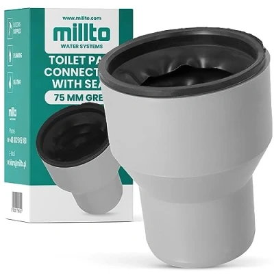 Afbeelding van Millto™ Toilet aansluitstuk 75 met rubberen afdichtingen aansluitbuis aansluitgarnituur riolering toiletbuis afdichting aansluiting accessoires voor toiletwastafel