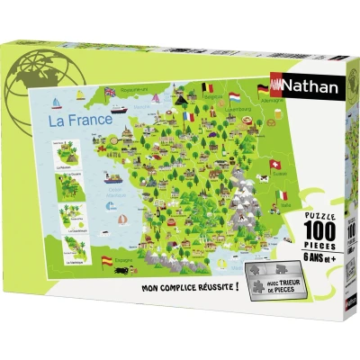 Afbeelding van RAVENSBURGER Puzzle 100 p Kaart van Frankrijk
