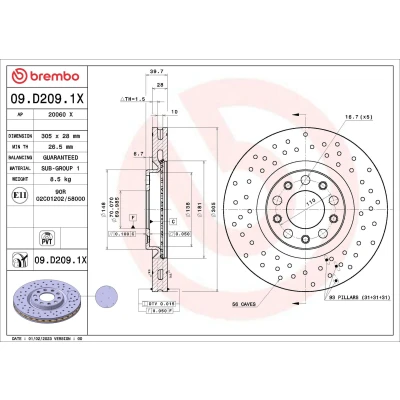 Afbeelding van Brembo Remschijven 09.D209.1X