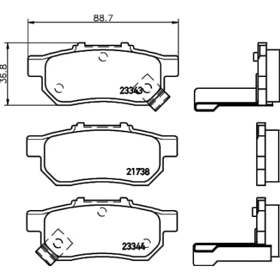 Afbeelding van HELLA 8DB 355 017 151 Remblokkenset Met akoestische slijtagewaarschuwing HONDA: Jazz 2, 3, CRX 3
