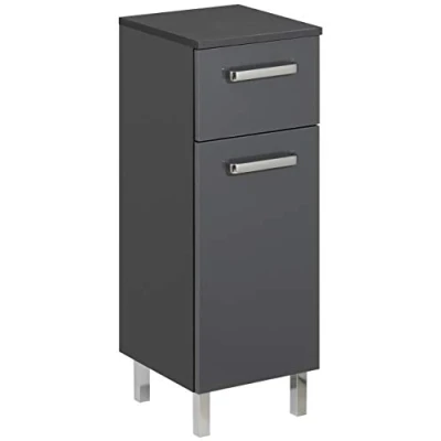 Afbeelding van Pelipal Badkamerkast Quickset 311, in antraciet glans, 30 cm breed, onderkast met 1 deur, lade en legplank