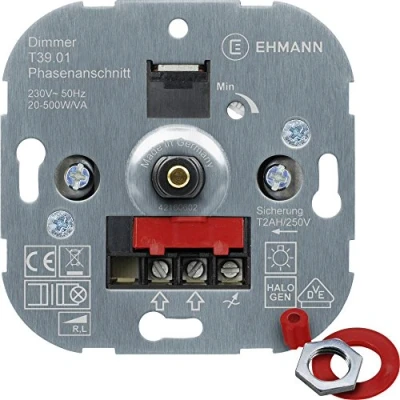 Afbeelding van EHMANN 3900x0100 T39.01 inbouwdimmer, faseaansnijding, 230 V, 50 Hz, vermogen: 20 500 W/VA, incl. schakelaarprogramma adapter
