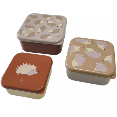 Afbeelding van Lunchbox 3 in elkaar Egeltjes 12x12.5.5 cm