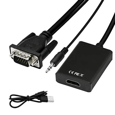 Afbeelding van YACSEJAO VGA naar HDMI Adapter 1080P Mannelijke Vrouwelijke Converter voor Computer, Desktop, Laptop, PC, Monitor, Projector, HDTV met audiokabel
