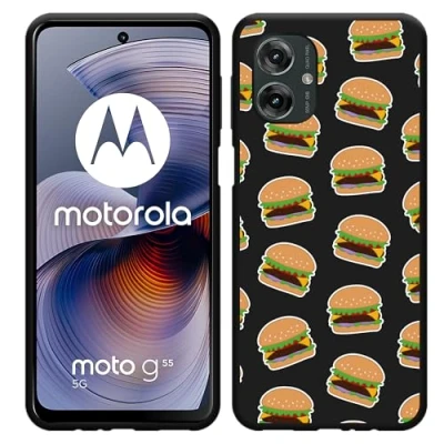 Afbeelding van Cazy Hoesje geschikt voor Motorola Moto G55 Siliconen Zwart Hamburgers