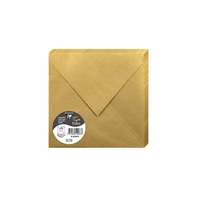 Afbeelding van Clairefontaine 50083C verpakking met 20 enveloppen, vierkant, 16,5 x cm, 120 g/m², goudkleurig, uitnodiging van evenementen en overeenkomst, premium papier