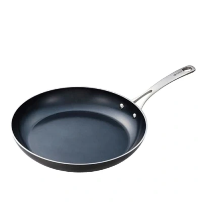 Afbeelding van Kyocera keramische pan, koekenpan met antiaanbaklaag, 30 cm, vrij van PFAS/PTFE, handvat roestvrij staal, geschikt voor alle warmtebronnen