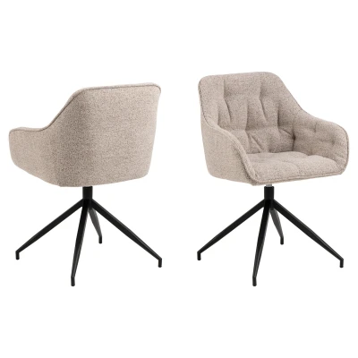Afbeelding van Sloke eetkamerstoel met armleuningen draaifunctie beige.